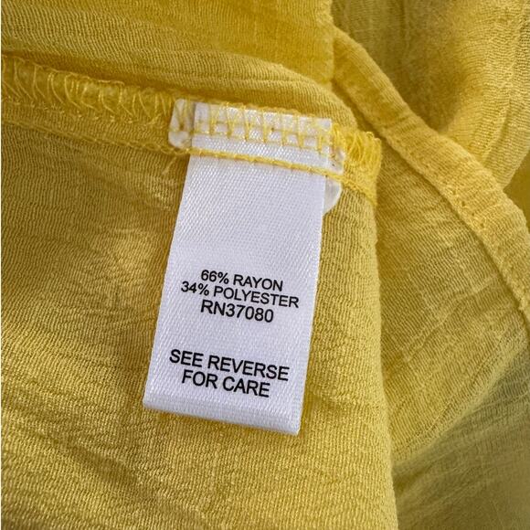 C est 1946 Large Yellow Bell 1/2 Sleeve Round Neck Guazy Top Ryaon Polyester - Picture 4 of 10
